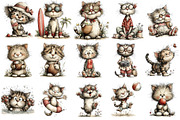Whimsical Summer Cat Clipart, an Illustration by OK Design (Thumbnail 3 of 6)