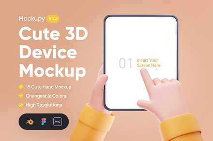 Mockupy - Cute 3D Device Mockup, an Object 3D Model by Illustraly Design