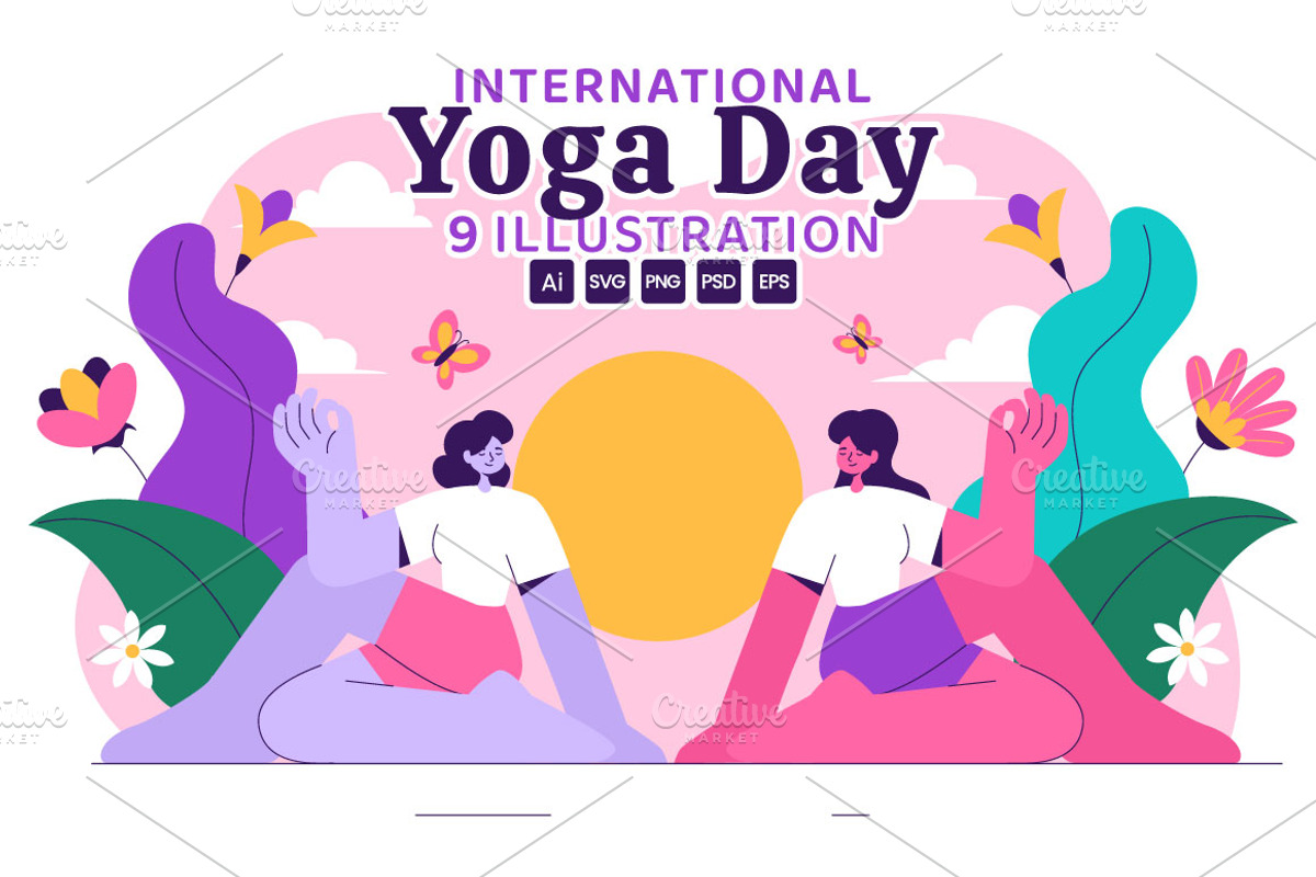 9 International Yoga Day Vector, a Sport Illustration by denayunebgt (Photo 1 of 3)