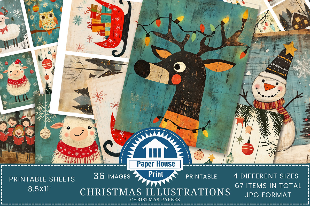 Whimsical Cute Christmas Papers, an Illustration by NiiiNArt (Photo 1 of 8)