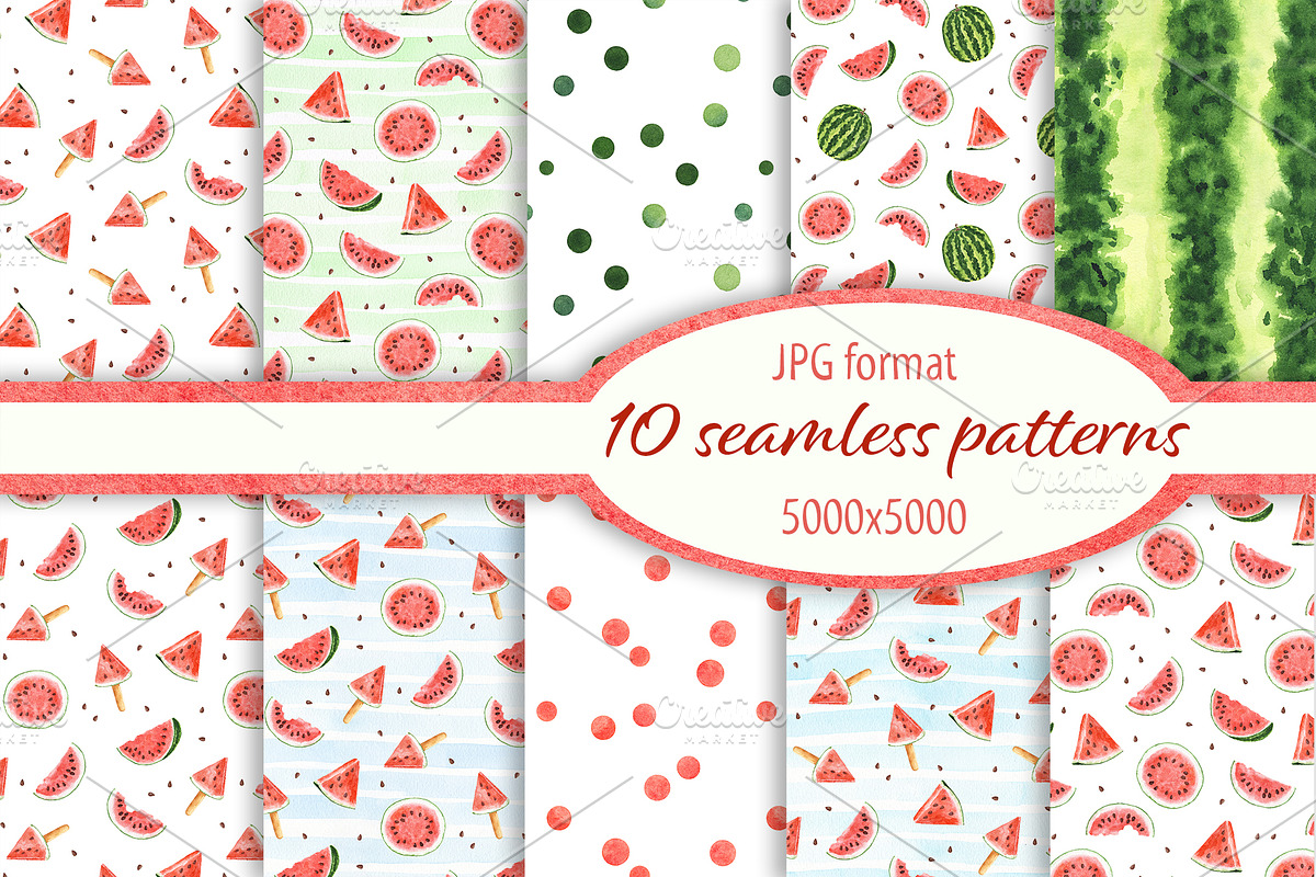 Set of watercolor watermelon, a Pattern Graphic by Nataliia Pyzhova (Photo 3 of 6)