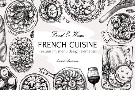 French Cuisine. Vector Food & Drinks, a Food Illustration by Yevheniia