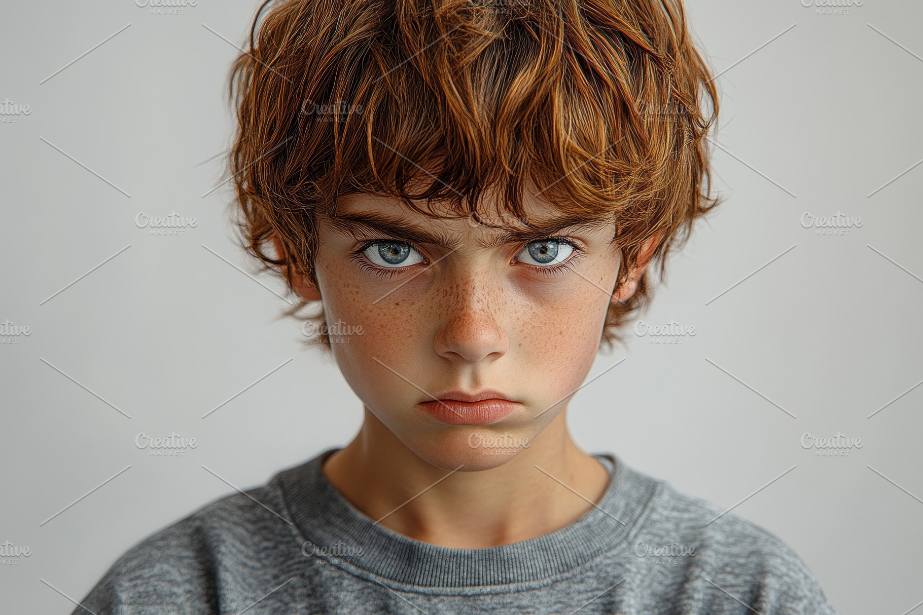 Focused boy with curly hair and inte, a Photo by Tanuart