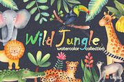 Wild Jungle, watercolor safari set, an Animal Illustration by Vivitta (Thumbnail 1 of 5)