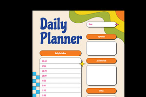 Retro Floral Daily Weekly Planner