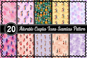 Adorable Couples Icons Seamless Patt, an Illustration by RobertsArt