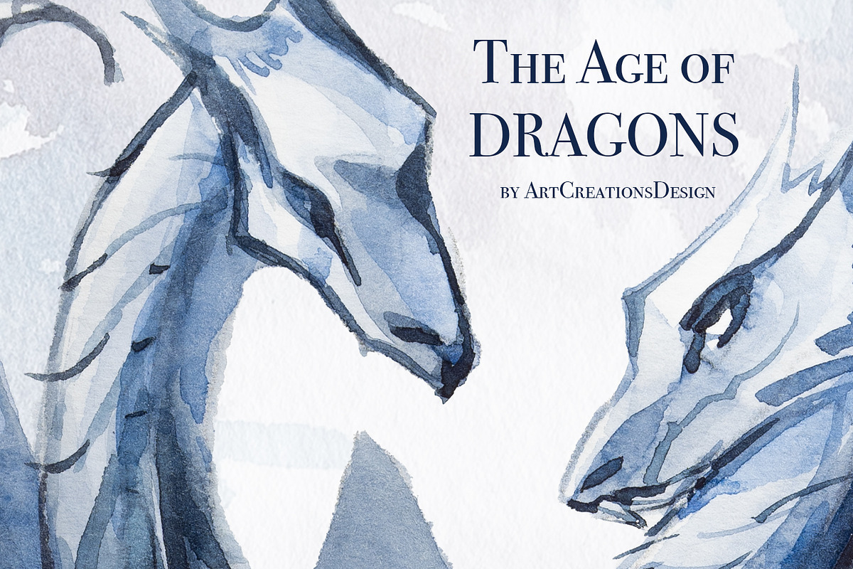 The Age Of Dragons Clipart Set, a Decorative Illustration by ArtCreationsDesign (Photo 5 of 18)