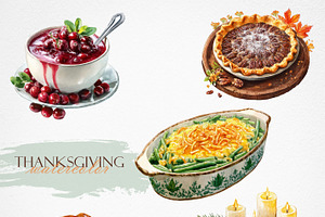 Watercolor Thanksgiving Feast