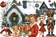 Retro Christmas Clipart, an Illustration by OK Design (Thumbnail 1 of 5)