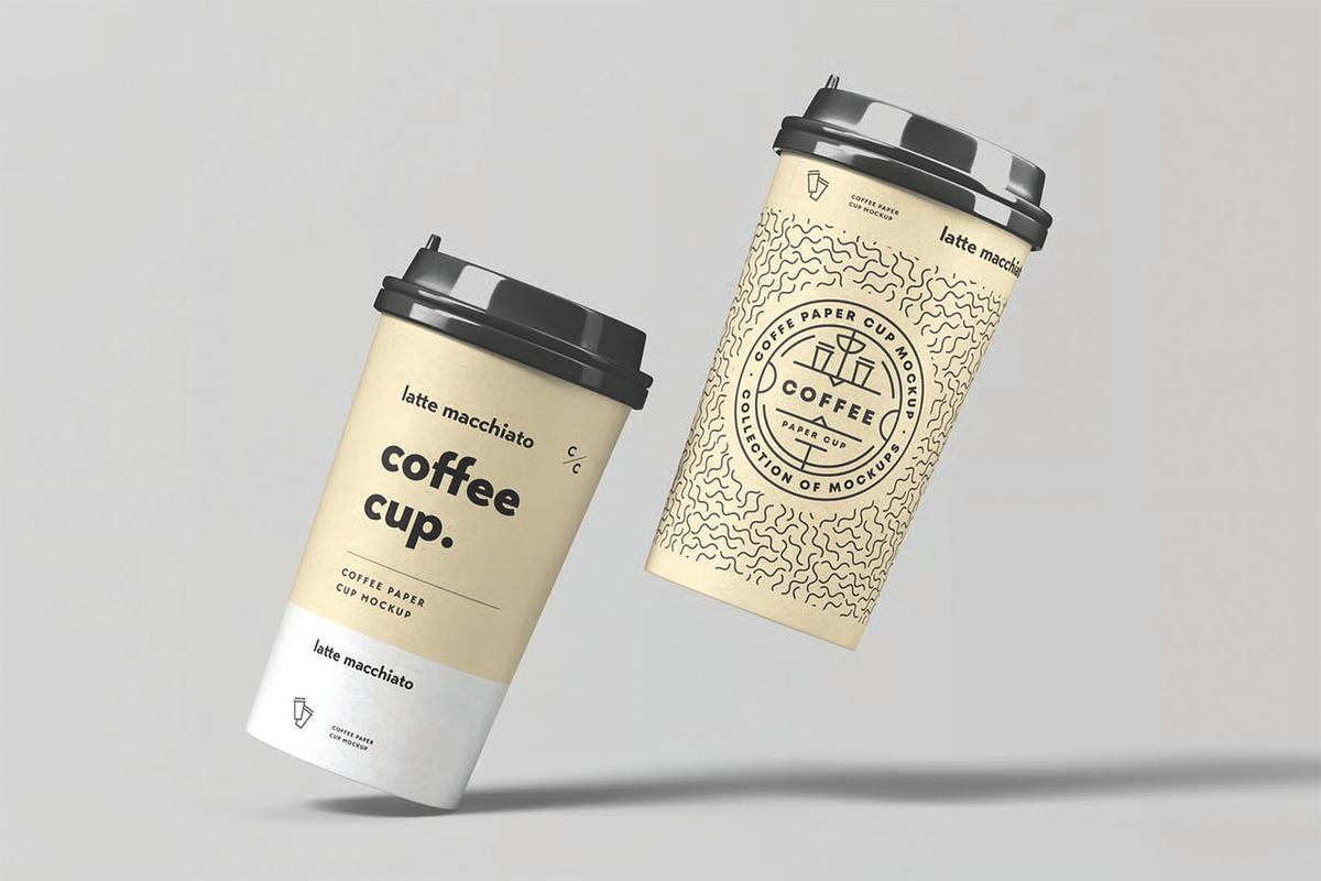 Floating Twin Coffee Cups Mockup, a Cups & Container Mockup by DesignRushMarket (Photo 2 of 2)