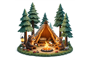 3D Camping Animal Clipart, a Seasonal Illustration by Creative design (Thumbnail 4 of 7)