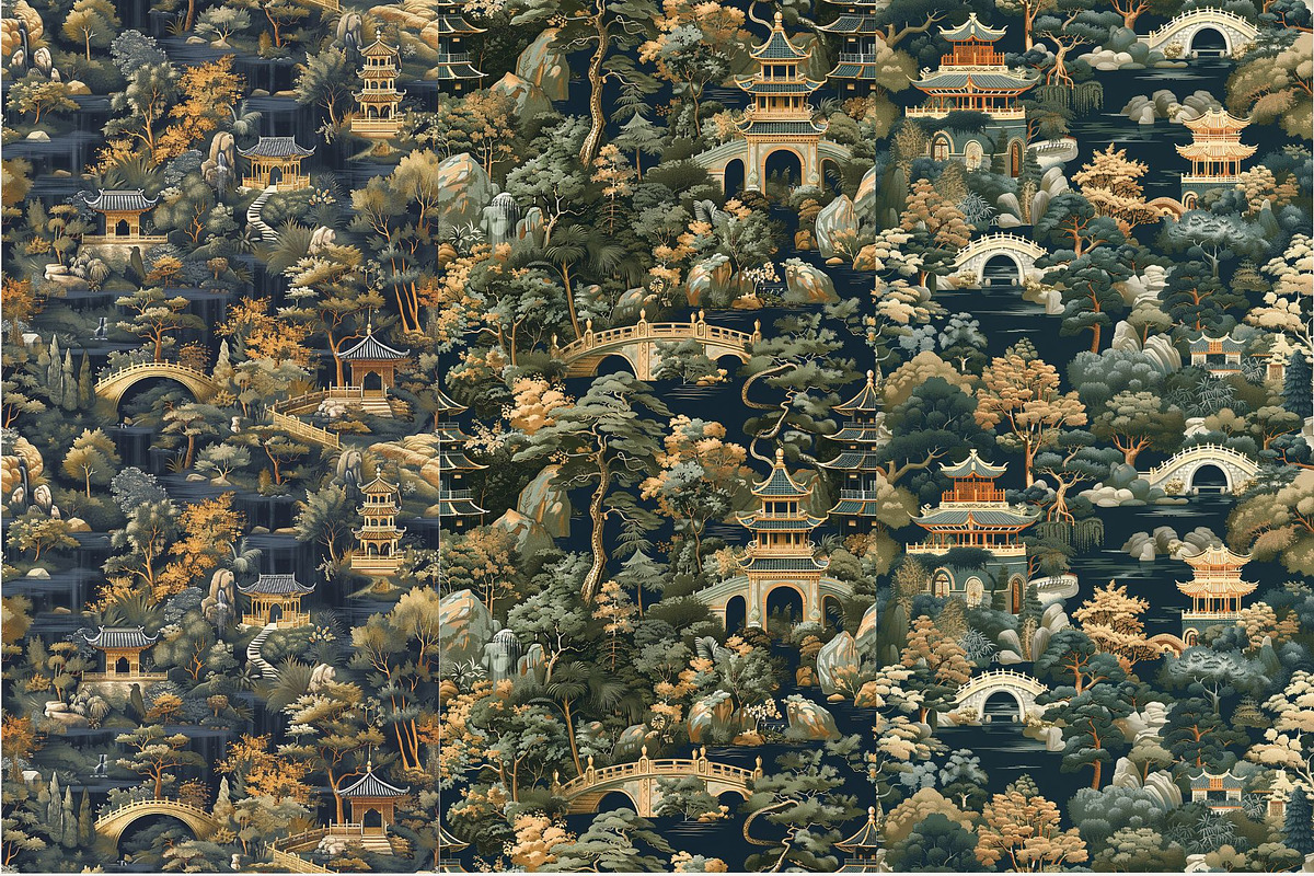 12 Wei's Night Pavilion Patterns, a Pattern Graphic by Inknfolly (Photo 3 of 7)
