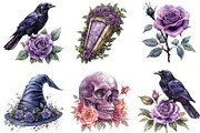 Halloween & Purple Roses Clipart, a Work Illustration by cherrydesign (Thumbnail 3 of 3)