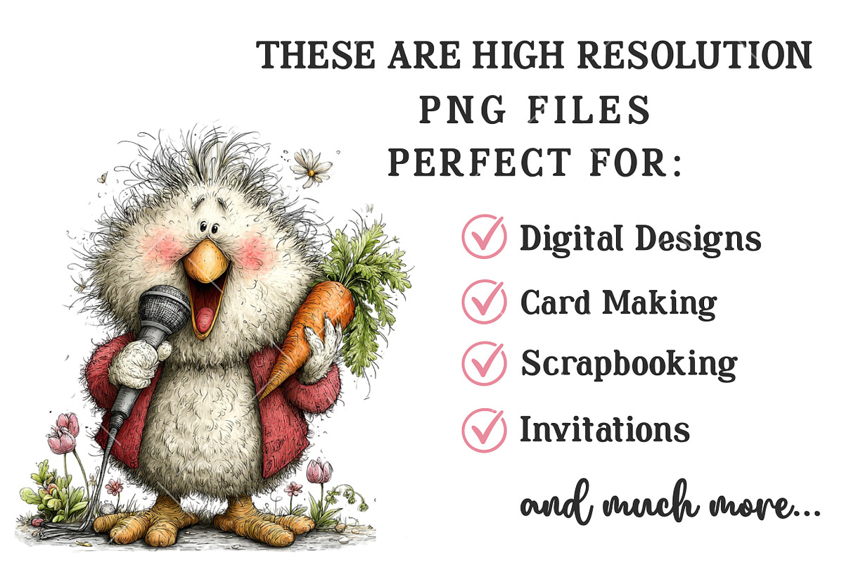 Whimsical Funny Easter Chick Clipart, an Illustration by OK Design (Photo 4 of 6)