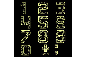 Gold numbers on a black background, an Outline Icon by RODINA