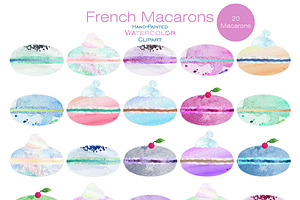 Cute Watercolor French Macarons