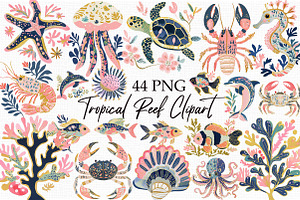 Tropical Reef Clipart, an Illustration by Libby Wishes