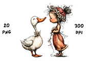 Whimsical Floral Girl and Duck, an Animal Illustration by GiraffeCreative (Thumbnail 4 of 20)