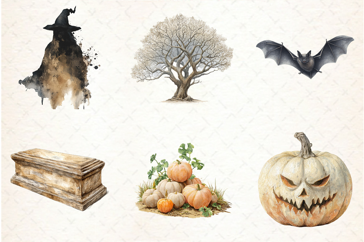 Neutral Halloween Clipart, an Illustration by Libby Wishes (Photo 2 of 6)