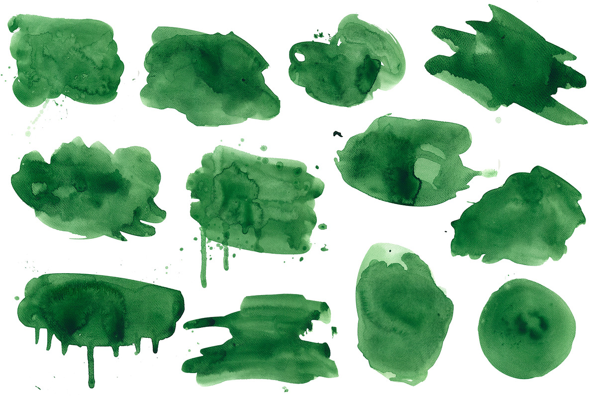 12 Green Watercolor Elements, a Background Graphic by Irina (Photo 2 of 6)