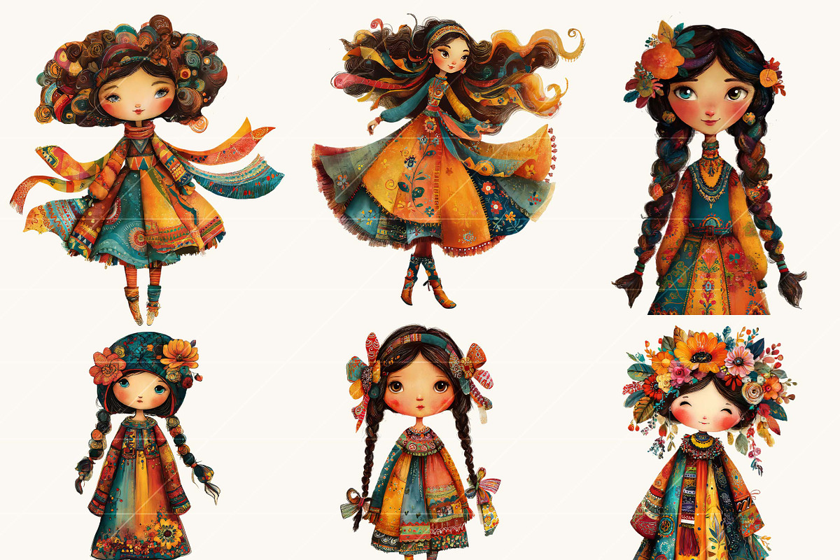 Whimsical Quirky Girl Clipart Bundle, a Person Illustration by BusyDaydesign (Photo 4 of 9)
