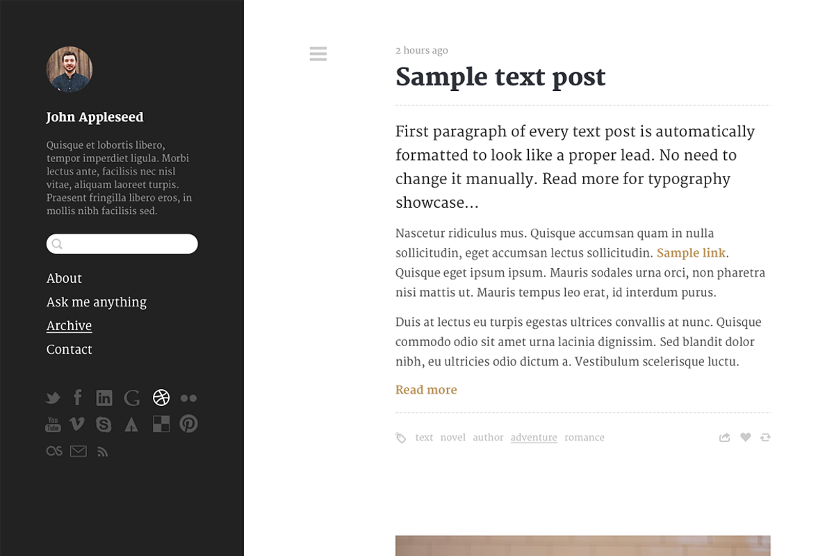Paper tumblr theme, a Websites & App Template by Pixel Revel (Photo 3 of 3)