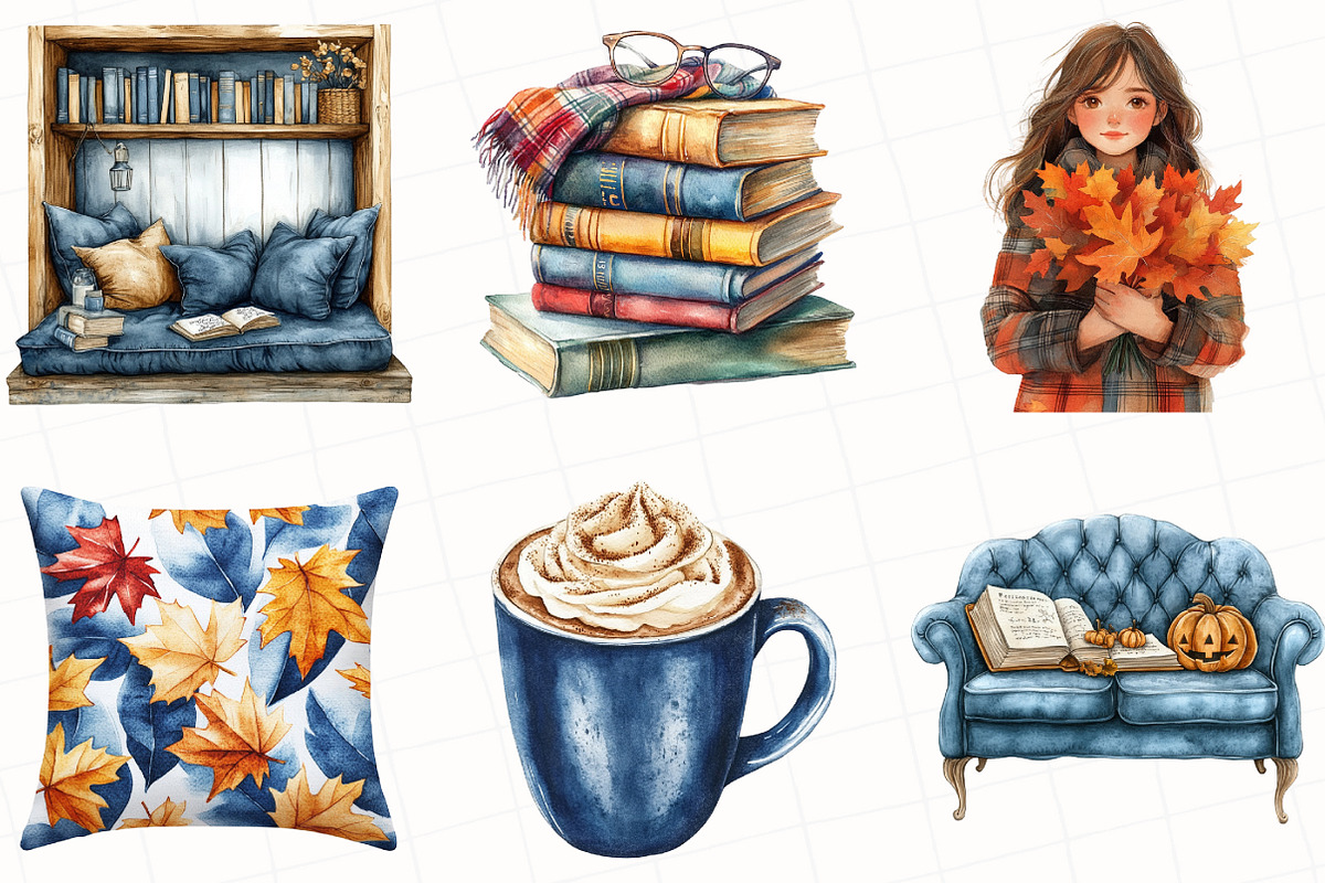 Watercolor Velvet Autumn Clipart, an Illustration by OK Design (Photo 3 of 5)