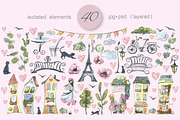 Paris romantic watercolor clipart, a Decorative Illustration by NATASHA CHU (Thumbnail 2 of 17)