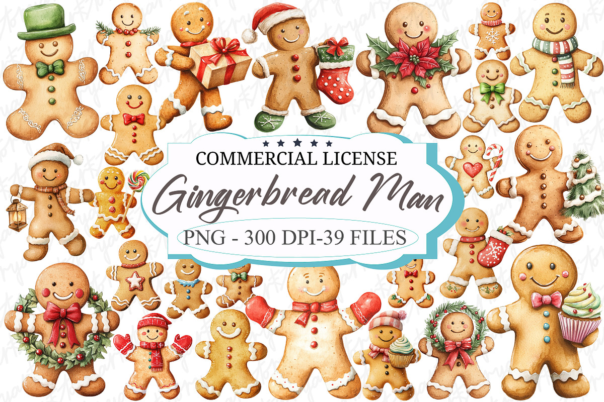 Christmas Gingerbread Man Clipart, an Illustration by designcity5 (Photo 1 of 5)