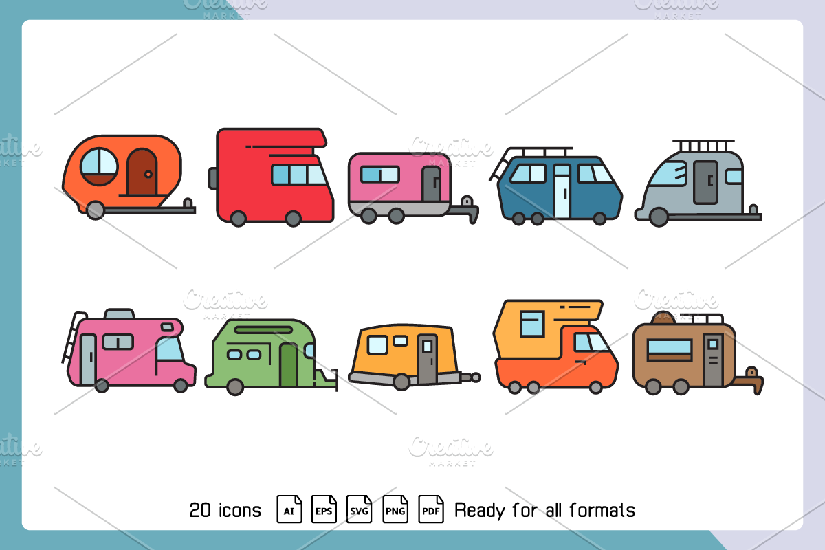 Recreational Vehicle Icons Set, an Icon by Designfour (Photo 3 of 5)