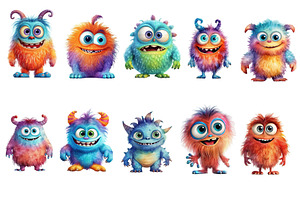 Cute Monster Vector Set. Isolated