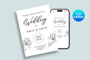 Minimalist Floral Wedding Invitation, an Invitation Template by M9 Design (Thumbnail 3 of 5)