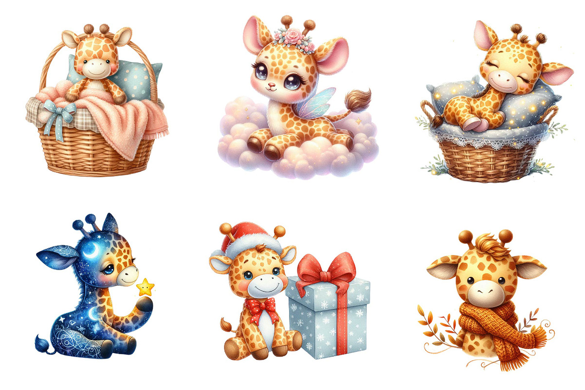 Cute Plush Toy Baby Giraffe Clipart, an Illustration by CreationArt (Photo 3 of 5)