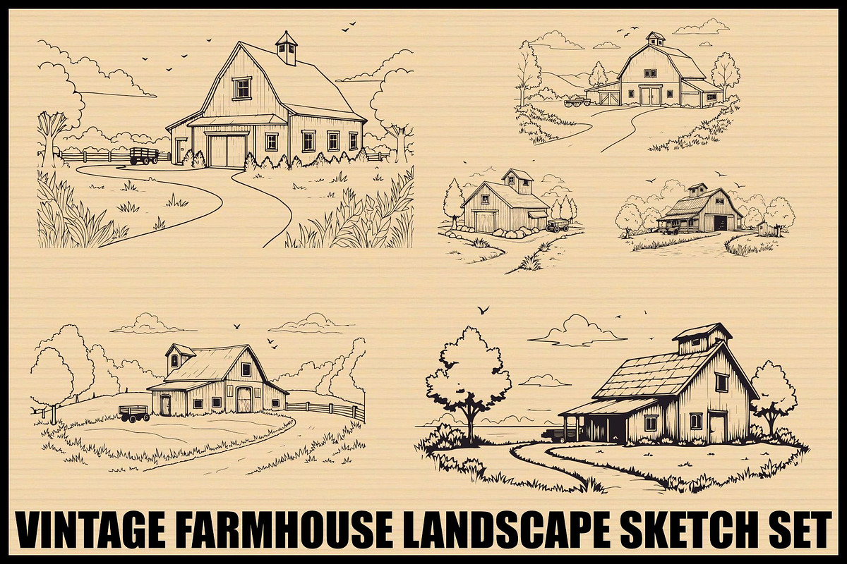 Rustic Farmhouse Vintage Set, an Illustration by BIPLOB EXPERT (Photo 1 of 7)