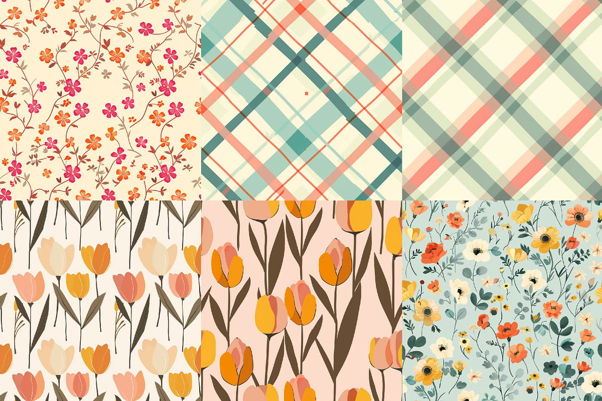 Modern Floral Seamless Digital Paper, a Texture Illustration by DreamPrint404 (Photo 4 of 7)
