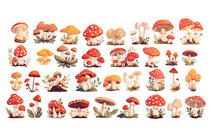 forest mushrooms set cartoon, a Food Illustration by Stock-Smart-Start