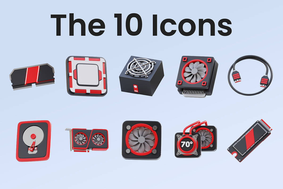 PC Parts 3D Icon Pack, an Object 3D Model by Bartama Graphic (Photo 2 of 2)