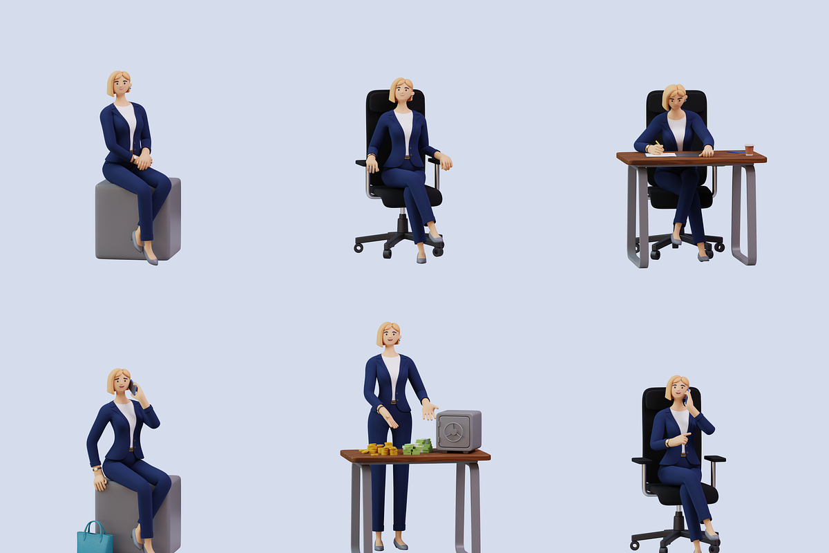 Ladsy Businesswoman 3D Character Set, a 3D by Welovegraphics (Photo 6 of 10)