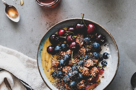 Healthy vegan breakfast with quinoa containing healthy, food, and breakfast, a Food & Drink Photo by Foxys