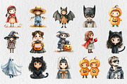 Vintage Halloween Children Clipart, a Seasonal Illustration by Rose Art (Thumbnail 2 of 5)