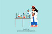 Female Chemist Holding Lab Flasks, a Healthcare Illustration by Partikusi Design (Thumbnail 2 of 3)