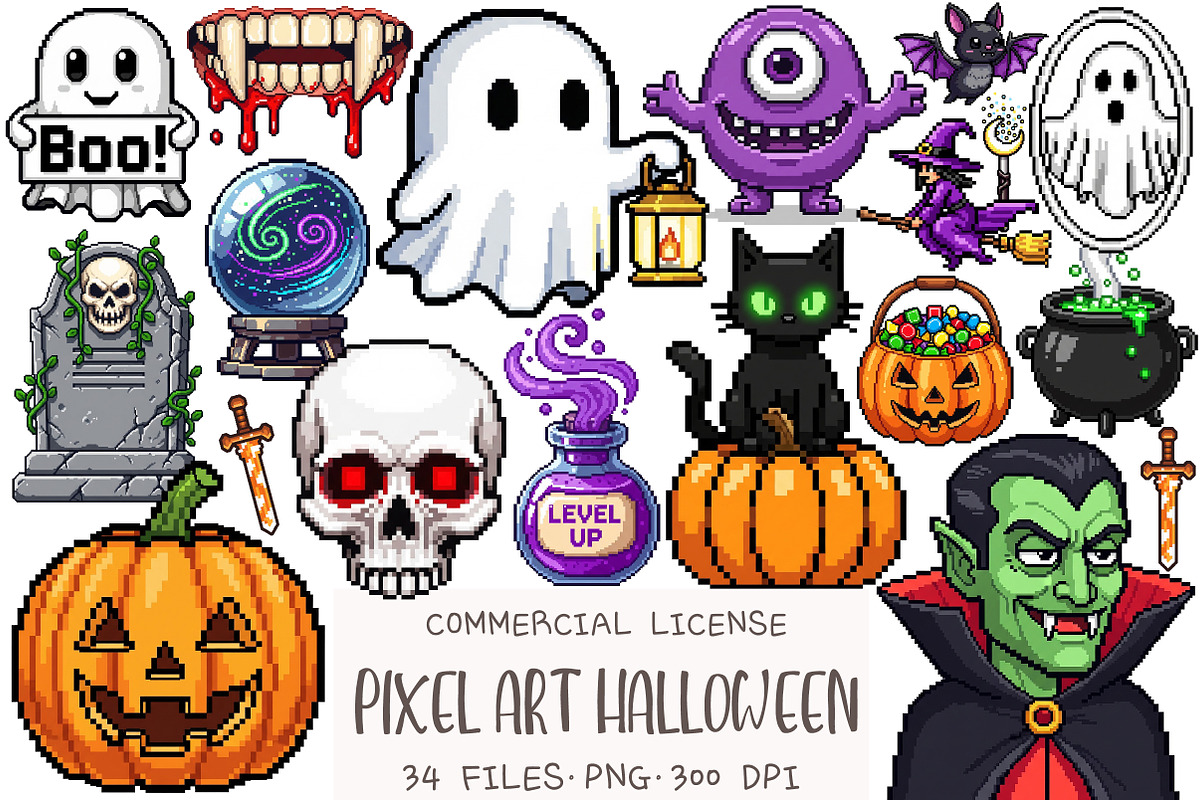 Pixel Art Halloween Sublimation, an Illustration by OK Design (Photo 1 of 5)