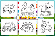 Cute Vehicles Coloring Book for Kids, a Decorative Illustration by Ink Gallery (Thumbnail 2 of 4)