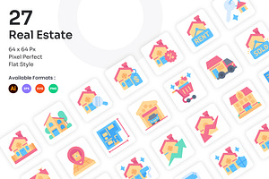 Real Estate Icons Set - Flat, an Icon by Kmg Design