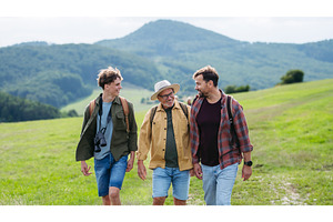Grandfather, father and teen boy, a Person Photo by HalfPoint