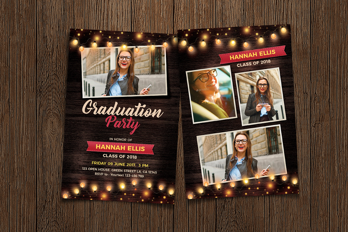 Graduation Party Invitation, a Print Template by DesignWorkz