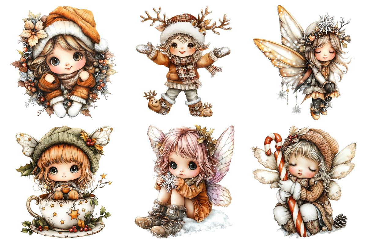 Christmas Whimsical Fairy Clipart, an Illustration by Daily.Designs (Photo 2 of 5)