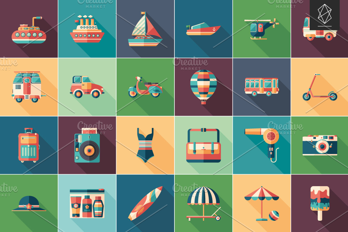 50 Spring and summer flat icons set, an Icon by Yury Velikanov (Photo 2 of 3)