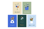 Flowers in vases set + backgrounds, a Decorative Illustration by PaperTrident (Thumbnail 6 of 8)