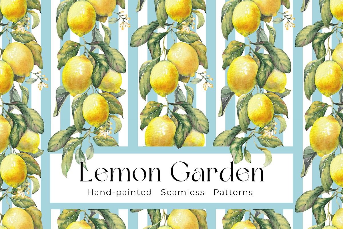 Lemon Garden Seamless Patterns, a Pattern Graphic by Jeanna Draw (Photo 1 of 10)